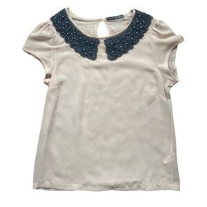 Atmosphere Blouse with Beaded Collar
